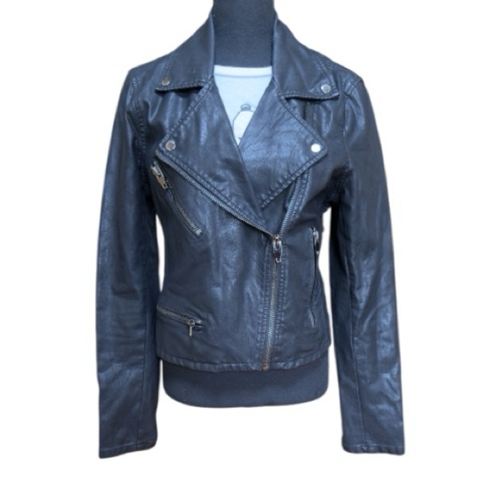 Women's Blank NYC Faux Leather Moto Jacket in black sz Medium